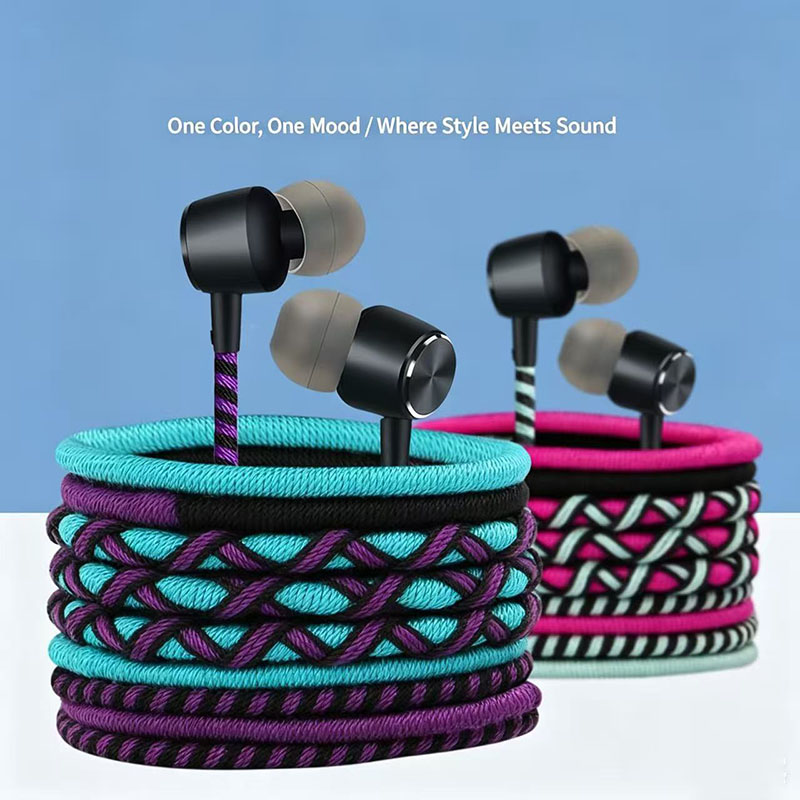 Wired Earphone Mic - Auriculares con cable trenzado de 3.5mm,